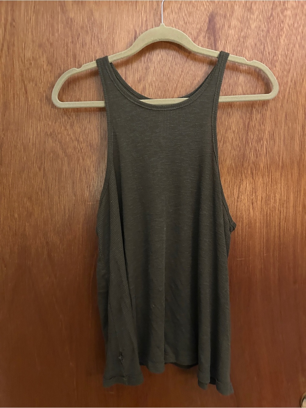 Vintage Free People High Neck Olive Green Tank Top